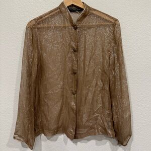Harriet Selwyn Fragments Brown Silk with Silver Metallic Thread Shirt